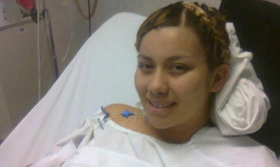 Yesenia Pineda en el Hospital General de Chihuahua.