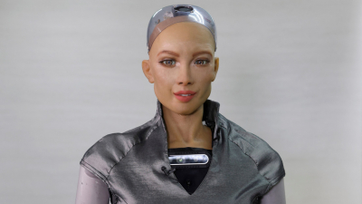 El robot humanoide Sofía de la empresa Hanson Robotics. Hong Kong, China, 12 de enero de 2021.