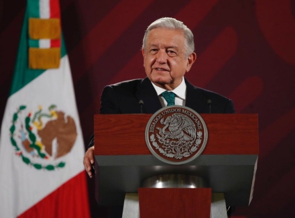 El presidente Andrés Manuel López Obrador durante su conferencia matutina en Palacio Nacional, en la Ciudad de México, el 22 de mayo de 2023. Foto Cristina Rodríguez