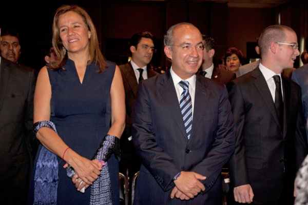 Zavala, Calderón y Anaya en el homenaje a Luis H. Álvarez en mayo pasado. 