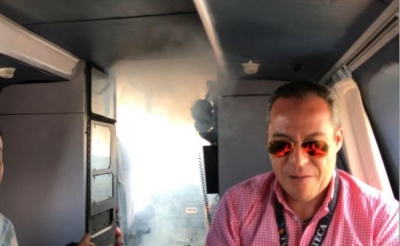 Al interior, la cabina se llenó de humo, lo que forzó un aterrizaje de emergencia.