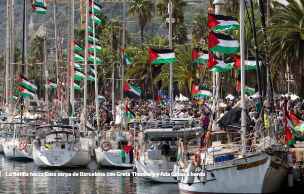 Flotilla solidaria con Gaza parte de Barcelona con una veintena de barcos