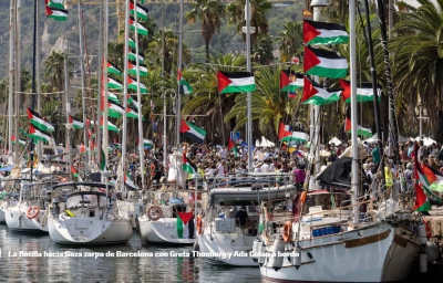 Flotilla solidaria con Gaza parte de Barcelona con una veintena de barcos