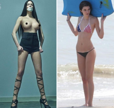 Fotos topless de Kendall Jenner causan polémica por exceso de retoque