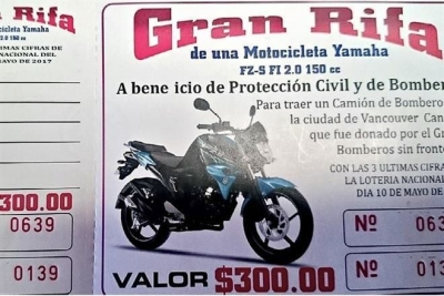 Así es el boleto de la rifa de los bomberos de Chapala.