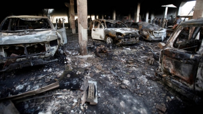 Lugar del bombardeo en Saná que los testigos afirman fue realizado por la coalición liderada por Arabia Saudí.