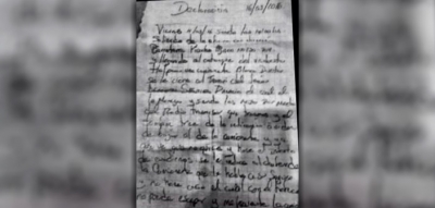 La carta hallada en el bolsillo de Sergio González Ibarra.