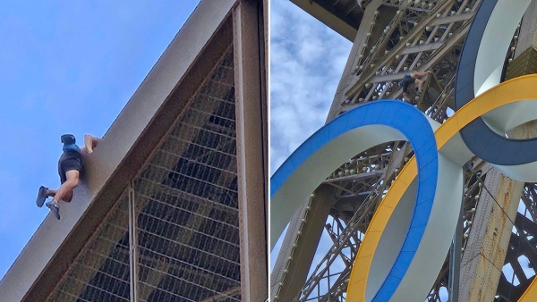 &#039;Hombre araña&#039; semidesnudo en la Torre Eiffel provoca evacuación horas antes del cierre de los JJ.OO.