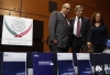 El auditor Juan Manuel Portal (al centro), acompañado por los diputados Luis Maldonado Venegas y Maricela Contreras