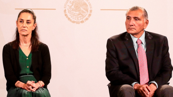 La presidenta de México, Claudia Sheinbaum, y el presidente del Senado, Adán Augusto López.