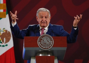 El presidente Andrés Manuel López Obrador durante conferencia de prensa matutina.