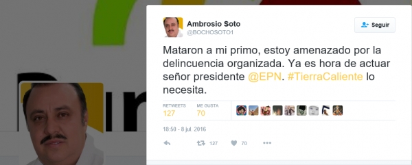 Asesinan al alcalde Ambrosio Soto que estaba amenazado por el narco en Guerrero