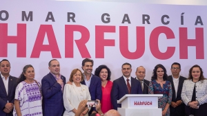 Omar García Harfuch en una rueda de prensa en Ciudad de México, 20 de septiembre de 2023.