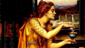 Esta imagen de la artista Evelyn De Morgan parece ilustrar la historia de Gulia Tofana, aunque en realidad su título es "Poción de Amor", algo que quizás también les habría servido a algunas de las mujeres que usaron Aqua Tofana.
