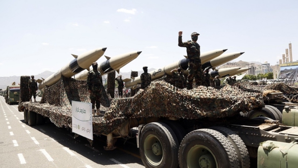 Desfile militar del movimiento rebelde de los Hutíes de Yemen en Saná, el 21 de septiembre de 2023.
