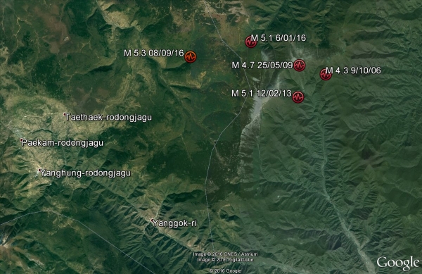 MAPA. Los cinco ensayos nucleares de Corea del Norte y la magnitud de los sismos que han generado