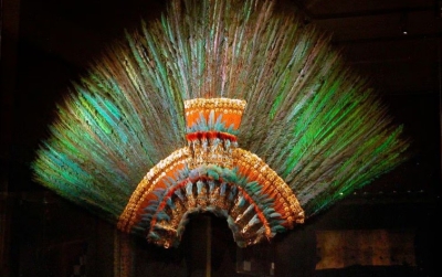 El penacho de Moctezuma expuesto en el Museo Etnográfico de Viena.