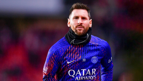 Lionel Messi antes de un partido con el PSG en Rennes, Francia, el 15 de enero de 2023.