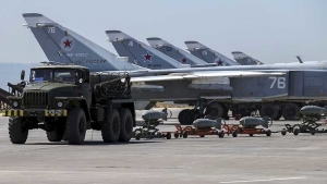 Cazas rusos en la base aérea de Jmeimim en Siria, el 18 de junio de 2016.