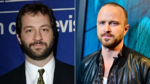 El cineasta Judd Apatow (izq.) y el actor Aaron Paul están entre los críticos del control de velocidad de Netflix,.