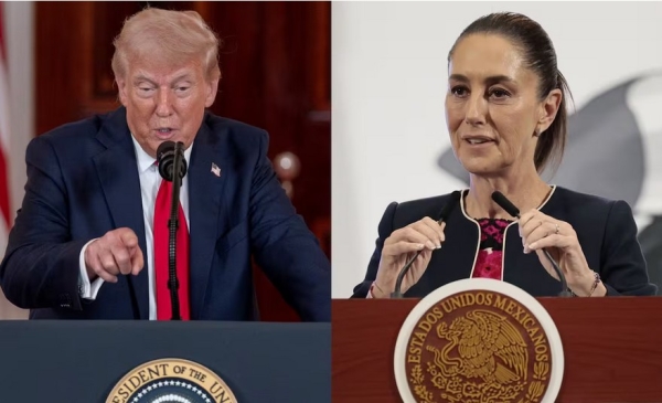 El presidente de Estados Unidos, Donald Trump, y la presidenta de México, Claudia Sheinbaum. 