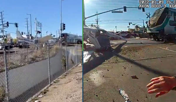Policías de Los Ángeles hacen un increíble rescate de un piloto accidentado sobre las vías de un tren