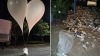 Globos con basura en una calle de la provincia de Chungnam, Corea del Sur, el 28 de mayo de 2024.