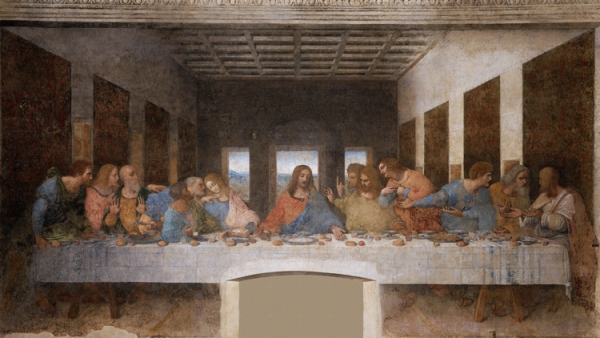 Pintura mural original de Leonardo da Vinci &#039;La última cena&#039;