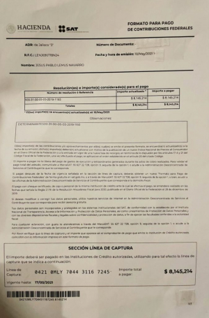 Adeuda Pablo Lemus más de 8 millones de pesos al SAT