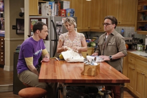 Tres de los actores principales de la serie 'The Big Bang Theory', durante un capítulo.