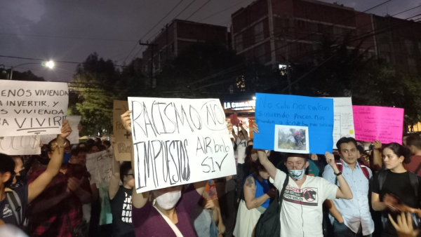 Protesta contra Airbnb en la Ciudad de México, 18 de noviembre de 2022.
