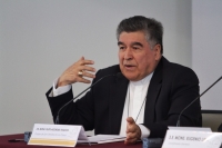 El obispo de San Cristóbal de las Casas, Felipe Arizmendi, durante una conferencia de prensa el 24 de enero de 2016