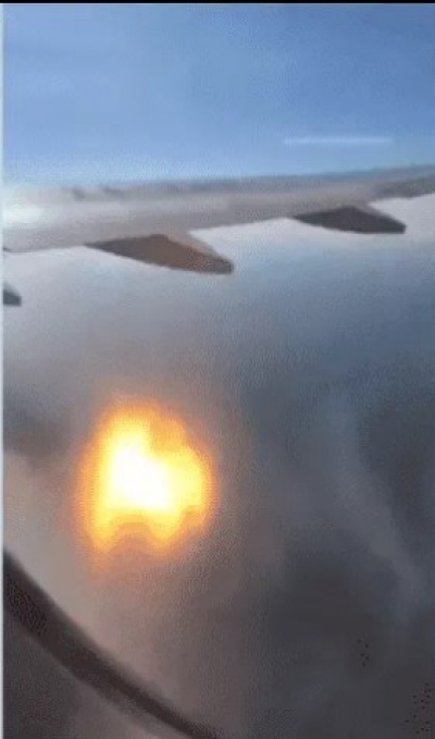 Uno de los pasajeros del vuelo de Vallarta grabó el momento en el que el motor se incendia, tras una explosión, justo cuando permanecía en el aire, con el mar de fondo.