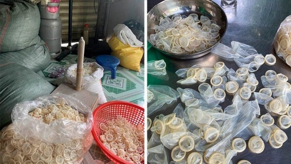 Confiscan más de 320,000 preservativos usados que serían reempaquetados y puestos a la venta nuevamente en Vietnam