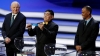 Diego Maradona junto a Nikita Simonián y Cafú durnate el sorteo de la Copa Mundial de la FIFA 2018™ en el Palacio Estatal del Kremlin, Moscú, Rusia, el 1 de diciembre de 2017.