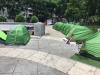 Vista del campamento de personas sin hogar en el Paseo del Prado, Madrid, España, 5 de junio de 2019