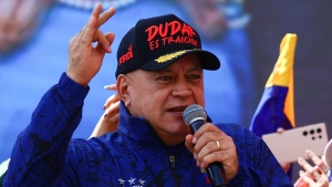 Diosdado Cabello durante una manifestación en apoyo al presidente venezolano, Nicolás Maduro, y su esposa, Cilia Flores, en Caracas, Venezuela, 6 de enero de 2026.